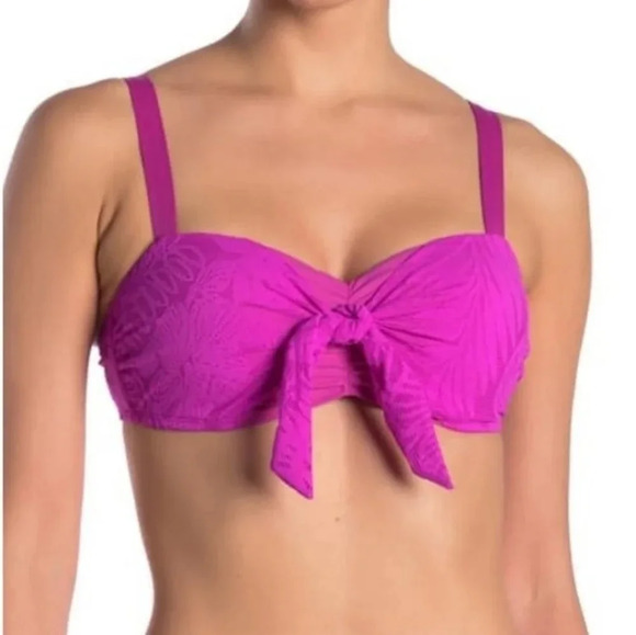 NWT Athena Sun Daze Ruched Tie Front Bikini Top 10 - Picture 1 of 6